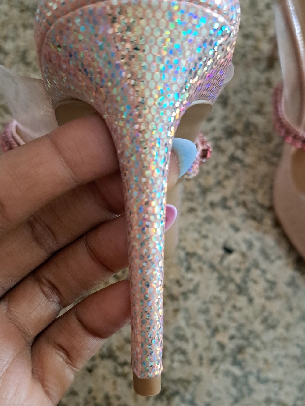 Kurt Geiger Pink Glitter Jewel-Embellished Mule Pumps - Picture 3 of 6